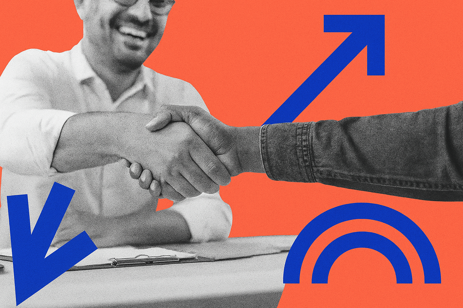 Handshake between journalist and expert